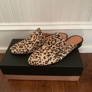New Halogen Leopard Haircalf Mules, Size 8.5